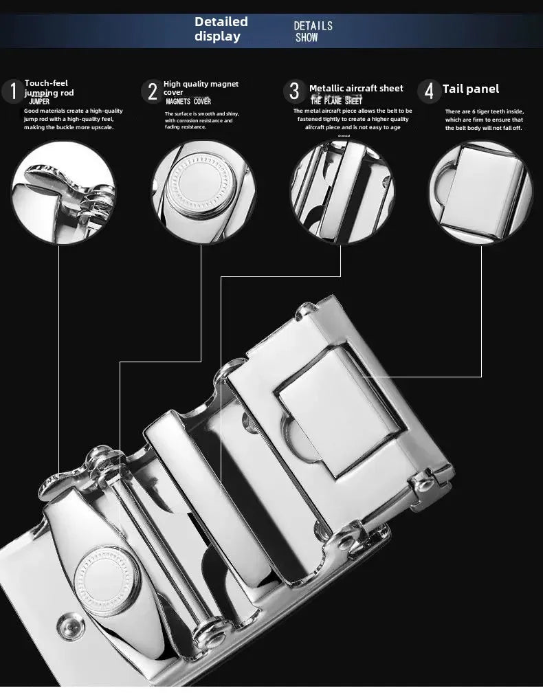 Men's Leather Belt Buckle Single Knot Casual Cross-border Style 4.0 Automatic Width 3.5cm