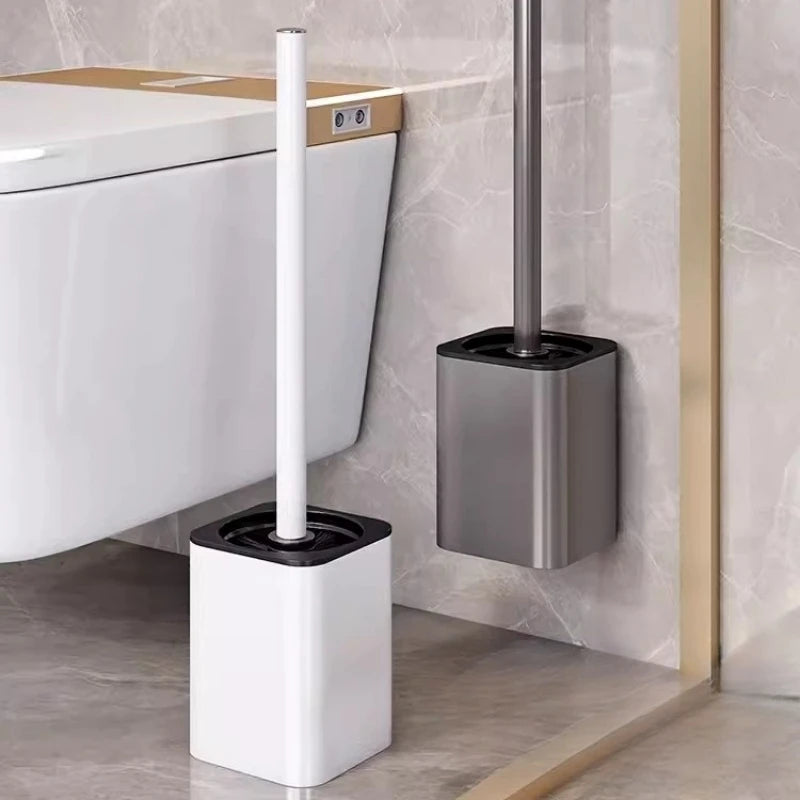 Escobillero de lujo con carcasa metálica, soporte para escobillero de pared, sin ángulo muerto, herramientas de limpieza para el hogar, accesorios de baño