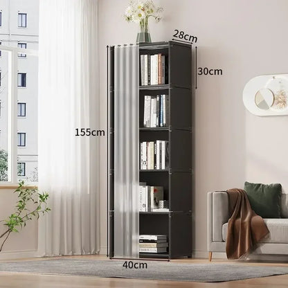 6/5 Layers Dustproof Wardrobe Bedroom Open Simple Assembly Storage Cabinet High Capacity Partition Bookshelf Closet Organizer