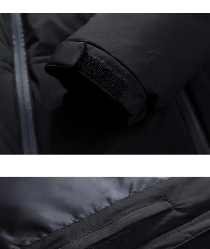 Chaqueta de plumón de 20 grados para hombre, parka de invierno para hombre, chaqueta de plumón de pato blanca con capucha para exteriores, abrigo de nieve acolchado grueso y cálido de gran tamaño M-4XL