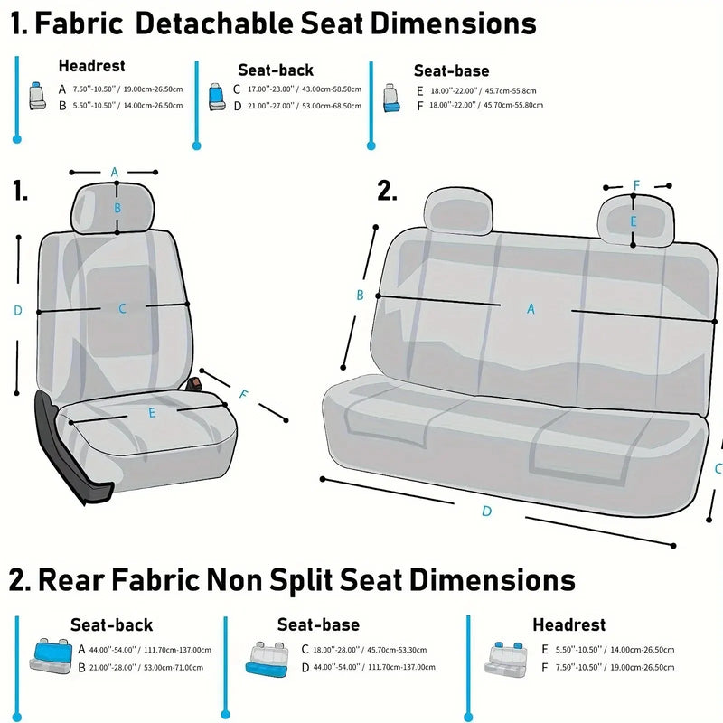 Car Seat Covers Full Set Front Split Rear Bench For Car Universal Cloth SUV Sedan Van Automotive Interior Covers