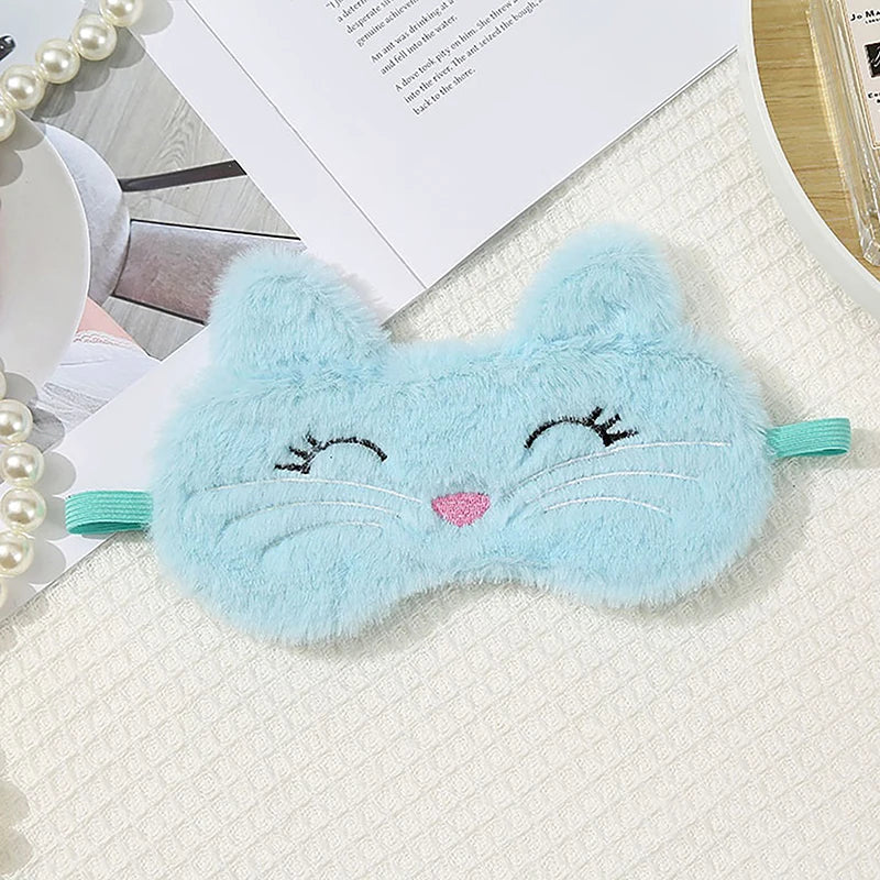 1Pc Cute Cartoon Cat Plush Sleeping Eye Mask Comfortable Sleep Mask Sleep Aid Traveing Home Shading Light Eye Cover Eyeshade