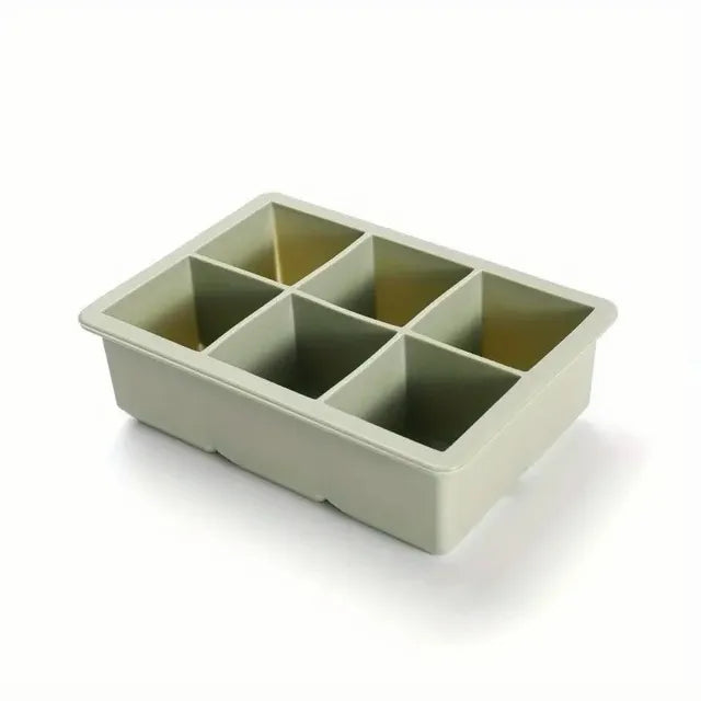 Flexible Ice Cube Tray with Lid, Food Grade Silicone Mold, Freezer Trays, 6 Cavities, 1Pc, Hot Sale 