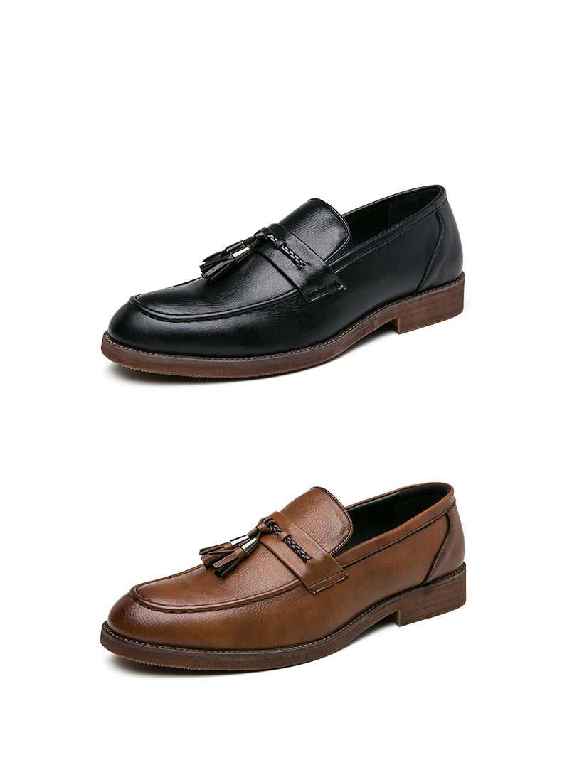 Pointed casual moccasins for men fringed slip-on men's shoes Beef soles bean boat shoes Fashion hair stylist fashion shoes