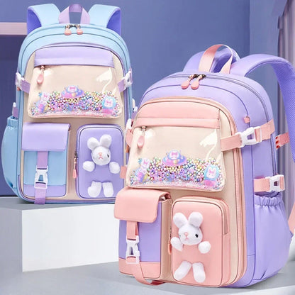 Mochila escolar ligera Kawaii para niñas de primaria 2025, impermeable, colorida, de viaje, ideal como regalo.