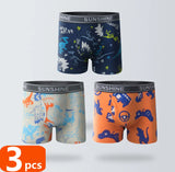1/3/6 Pcs Boys Boxer Briefs Sets 2025 New Kids Cotton Underwear Boy Underpants Teenager Dinosaur Print Soft Children Panties