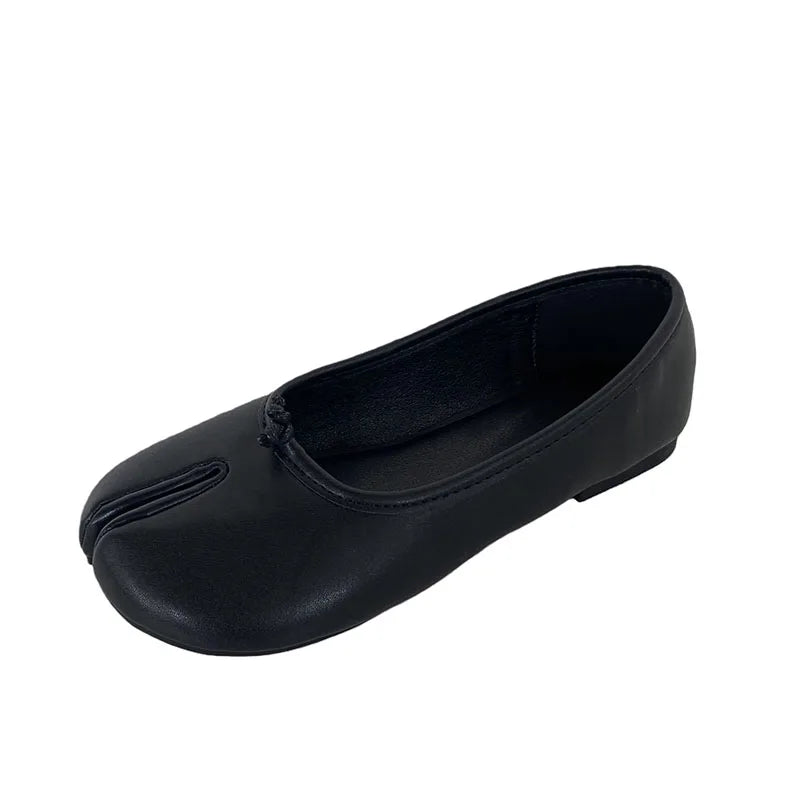 Women Flats Tabi Ninja Shoes Woman Ladies Microfiber Leather Comfy  Flats Split Toe Slippers Soft Bottom Loafers Solid Brief La