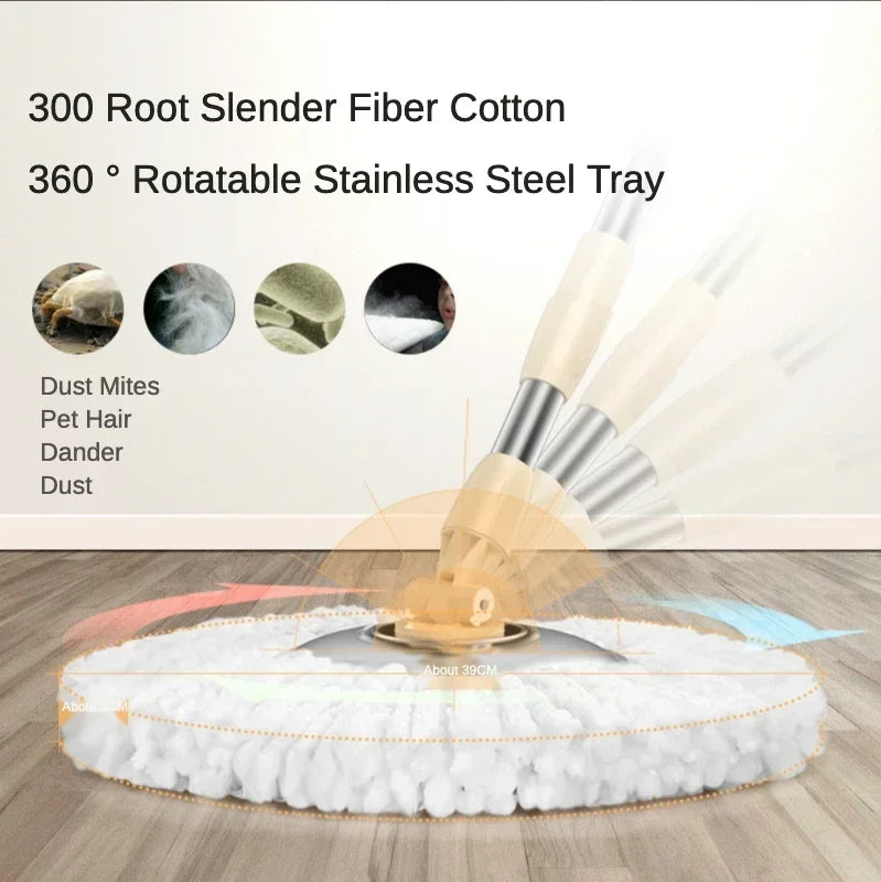 Flat Squeeze Mop 360 Degree Rotatable Stainless Steel Basket Microfiber Pads Cleaning Floor Mop Bucket Extended Handle Home