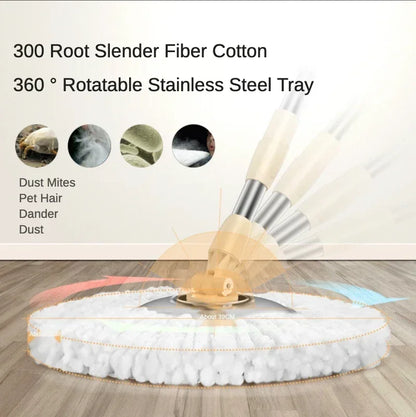 Flat Squeeze Mop 360 Degree Rotatable Stainless Steel Basket Microfiber Pads Cleaning Floor Mop Bucket Extended Handle Home