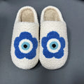 Pantuflas de felpa cálidas de invierno con diseño de ojos malvados pequeños azules retro de AD Ins, zapatos cómodos de moda 