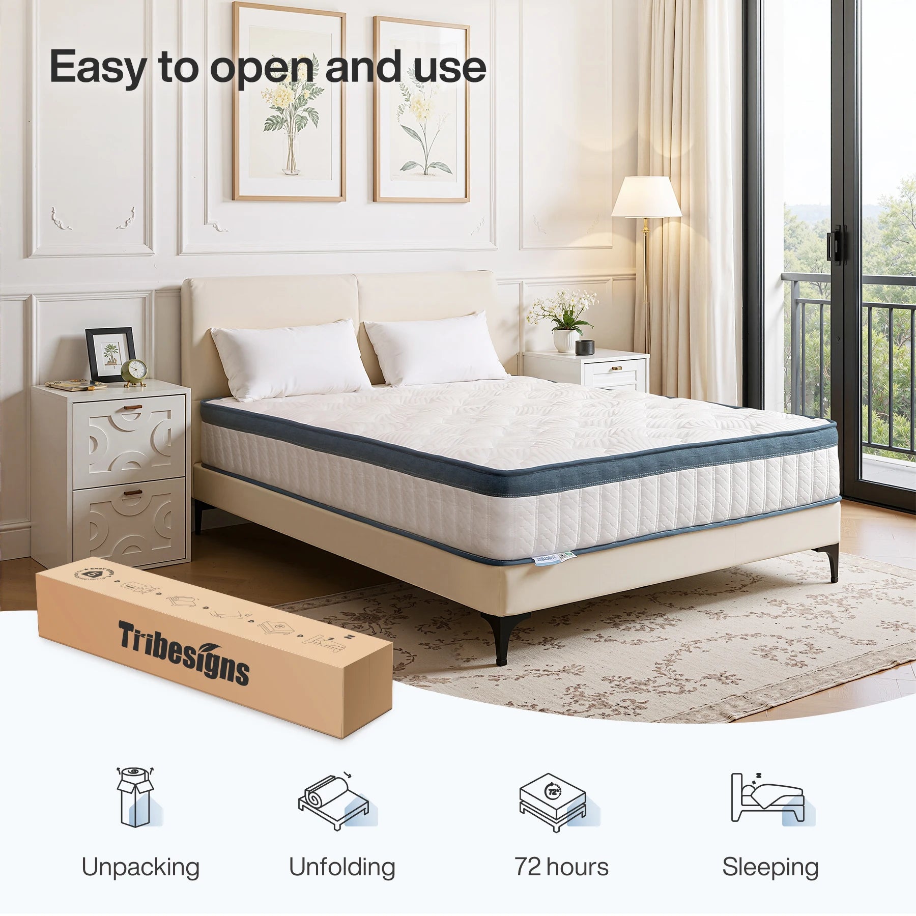 Tribesigns mattress 140x200 cm Height 25 cm Pocket spring Core mattress Medium Hardness H3 7-Zone Orthopedic mattress