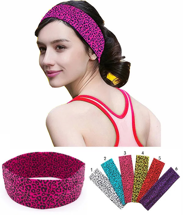Fashion Leopard Print Sports Headband Yoga Headband Women's Fitness Elastic Cotton Sweat-Absorbing Headscarf Athletic Headwear