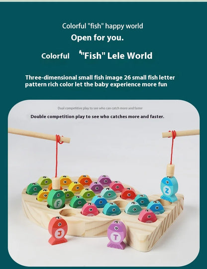 Wooden Children Fishing Toys Baby Early Education Toys Kids Ability Training Toy Montessori Education Fun Game Alphabet Learning