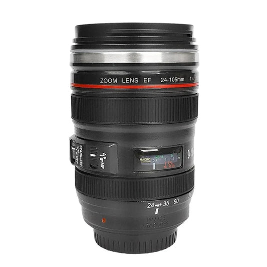 1pc SLR Camera Lens Cup Camera Lens Model Stainless Steel Casual Cup with Lid Coffee Mug White Black Coffee Mugs Creative Gift