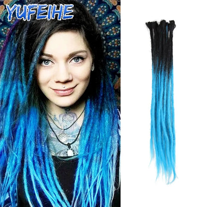 20 Polegada sintético 100% artesanal dreadlock extensões de cabelo fino crochê trançado cabelo backcombed dreads reggae estilo cabelo hippie