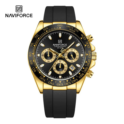 NAVIFORCE Reloj de lujo para hombre, deportivo, resistente al agua, de cuarzo, con correa de silicona, cronógrafo, luminoso, de pulsera, masculino