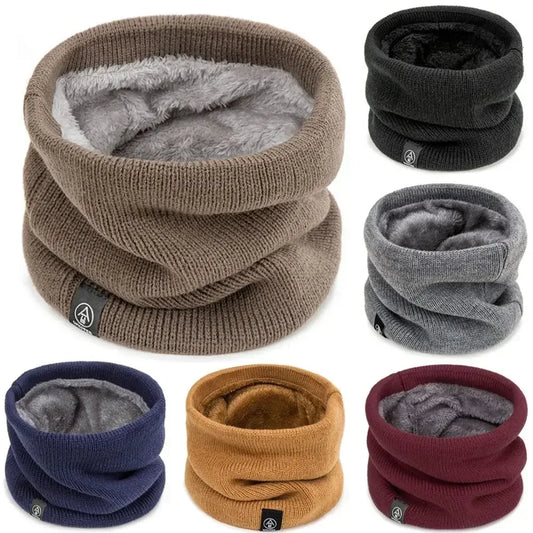 Bufanda cálida de invierno para hombre y mujer, unisex, de terciopelo liso, de punto, para todo el rostro, para el cuello, gruesa