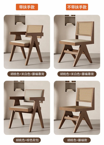 Rattan Nordic Relaxing Design Chair Accent Solid Wood Dining Modern Computer Office Aesthetic Relax Armrest Garden Furniture