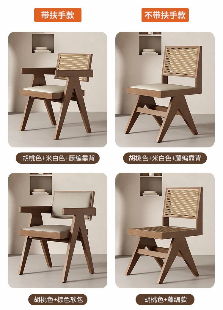 Rattan Nordic Relaxing Design Chair Accent Solid Wood Dining Modern Computer Office Aesthetic Relax Armrest Garden Furniture