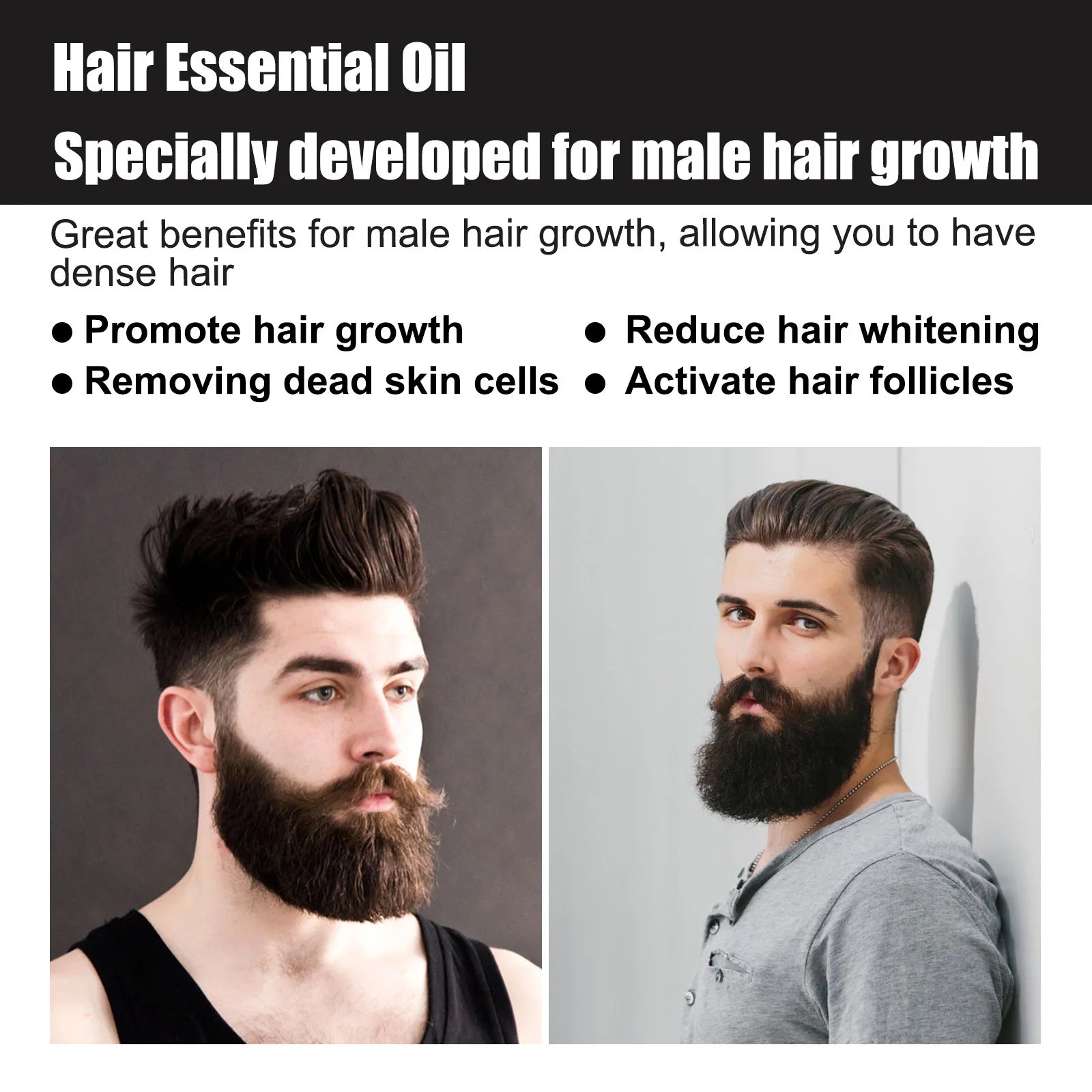 Vitamin E Hair Growth Oil for Men, Prevent Balding, Repair Damaged, Strengthen Roots, Improve Loss, Reduce Frizz, Essential Serum