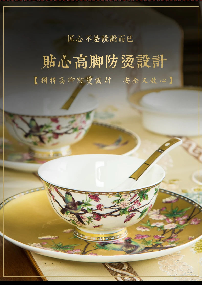 Fine Bone China Plates Dinner Sets Ceramics Luxury Breakfast Dinnerware Gift Women Vajillas Completa Ceramica Luxury Tableware