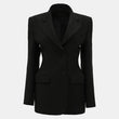 Elegant Black Women's Blazer Coat Slim Single Breasted Long Sleeve Lapel Female Coats 2025 Spring Fashion Simple Lady Outwear