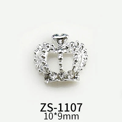 10pcs New Crown Alloy Zircon Nail Art Charms Silver Shiny Crystals Jewelry Hot Sale Nails Decoration 3D Manicure Accessories %2