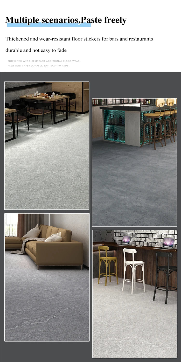 Self-adhesive Thicken PVC Floor Sticker Waterproof Ceramic Tiles Sticker Store Mall Hotel Floor Home Decorative Retro Wallpapers