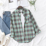 Casual Women's Plaid Shirt 2025 Spring Autumn New Ladies Loose Blouse and Tops Female Long Sleeve Shirts Fresh Checked Clothes
