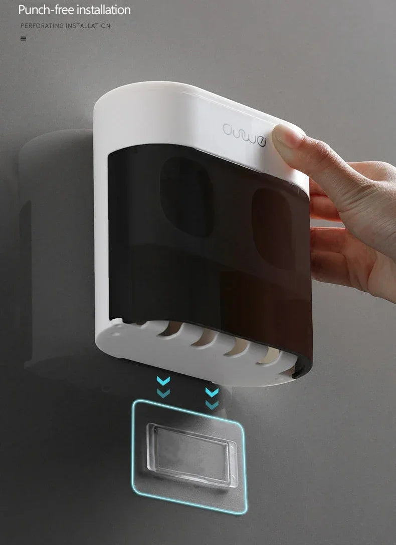 Exprimidor automático de pasta de dientes de pared, dispensador de pasta de dientes, soporte magnético para cepillos de dientes, estante para pasta de dientes, accesorios de baño