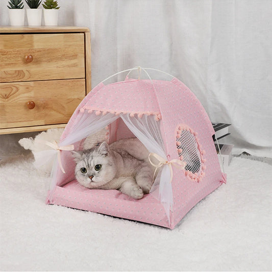 Cama plegable para gatos de princesa, tienda de campaña, caseta para perros, cestas para gatitos, lindas casas para gatos, cojín para el hogar, productos para perreras para mascotas.