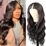 Peruca V-part cabelo humano ondeulado body wave-sem cola glueless