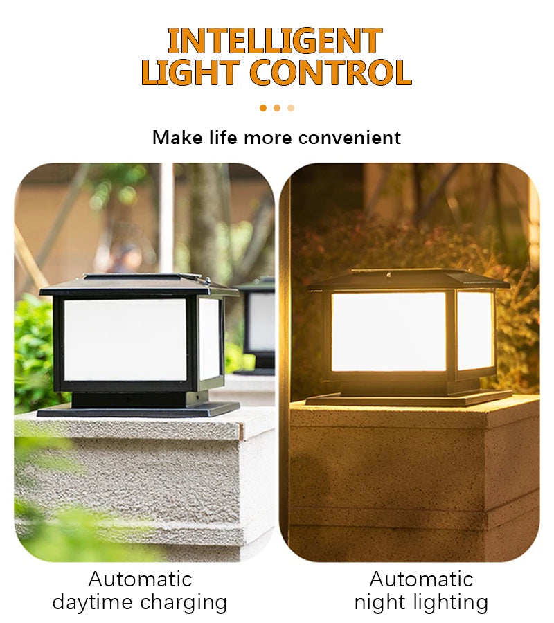 LED Solar Column Light Waterproof Solar Light Outdoor Remote Control Garden Sunlight Fence Channel Outdoor Decorative Light IP65