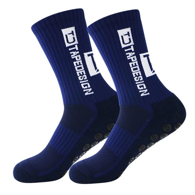 2025 New Anti-Slip Tape Design Football Socks Mid-Calf Non-Slip Soccer Sport Cycling Sports Men's Women Sock Grip Yoga 1 Pair