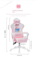 Cute Cartoon Gaming Chair Computer Office Chair Home Reclining Lift Comfortable Student Dormitory Swivel Chair Nylon Feet