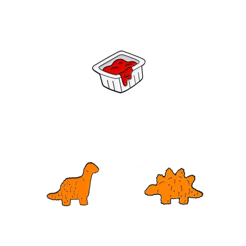 3 pcs/set cute creative dinosaur collection pins Stegosaurus shaped enamel brooches backpack bag jewelry decoration