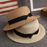 High Quality Flat Top Boater Sun Hat Straw Hat For Men & Women Summer Travel & Beach With Wide Brim UV Protection