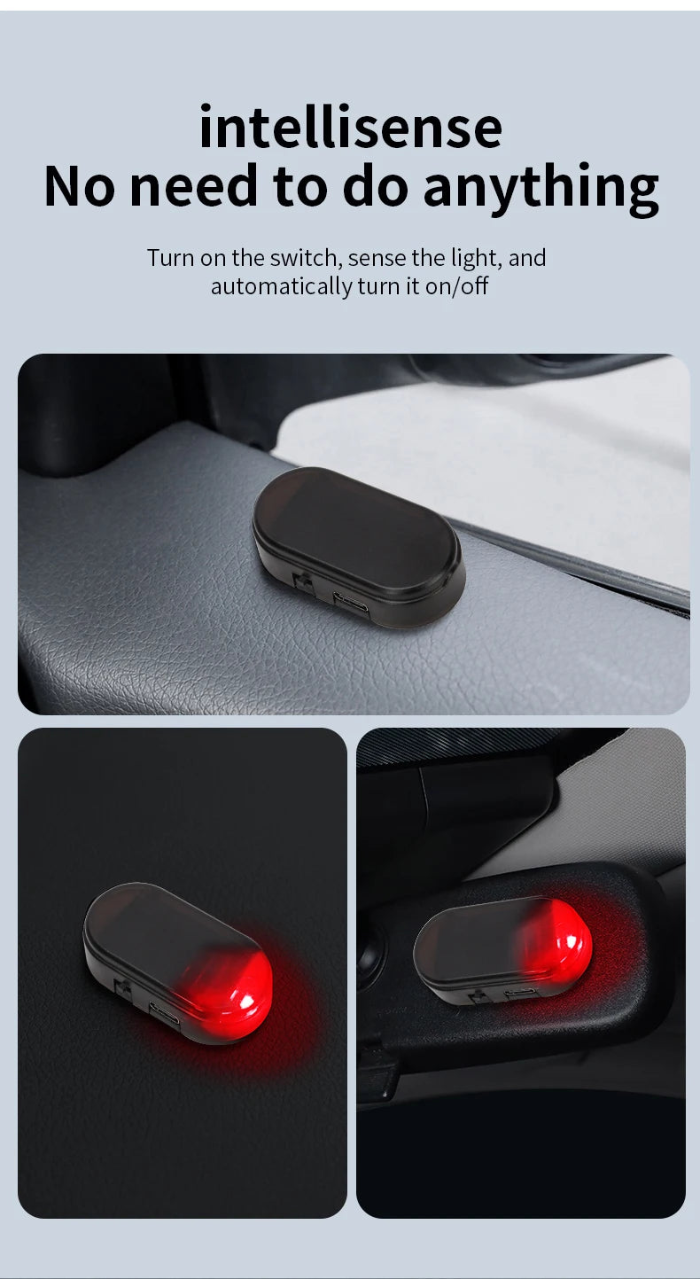 Car Fake Security Light Solar Powered Simulated Dummy Alarm Wireless Warning Anti-Theft Caution Lamp LED Blue/Red Flashing Light