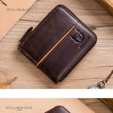Bullcaptain Genuine Leather Men's Short Wallet Casual Men's Coin Purse Vintage Male Zipper Card Holder Luxury Money Bags JYB022