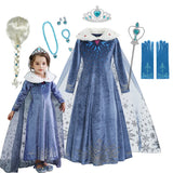 Vestido da Elsa para Menina – Fantasia de Princesa para Festa de Aniversário e Inverno, Cosplay de Frozen, Vestido de Manga Longa – Rainha da Neve