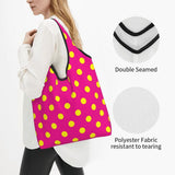 Custom Recycling Classic Black And White Polka Dot Shopping Bag Women Tote Bag Portable Grocery Shopper Bags