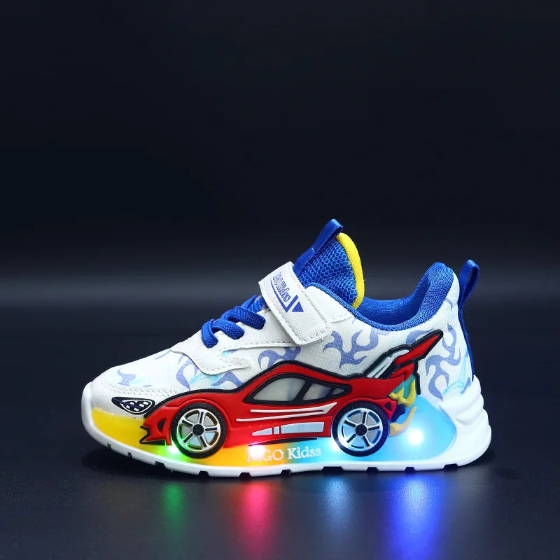 Cool Cartoon Lovely Baby Boys Shoes Leisure Fashion Glowing LED Colorful Lighted Kids Shoes Cute Children Sneakers Tennis