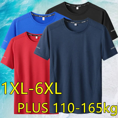 Camiseta para hombre, talla grande 5XL/6XL, secado rápido, cuello redondo, manga corta, talla grande, talla extragrande