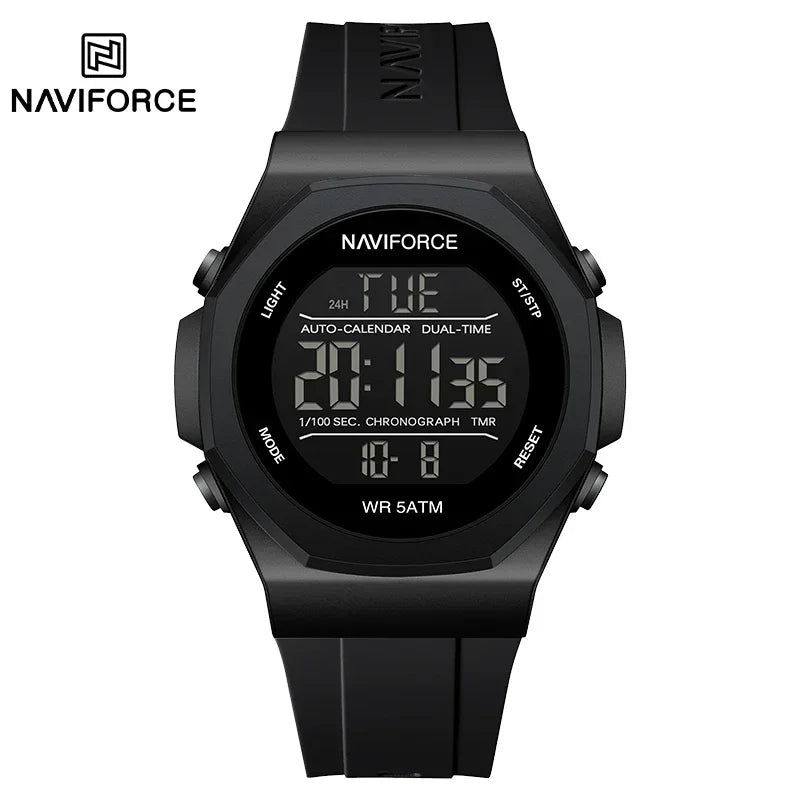 NAVIFORCE NF7117 Sports Watch for Men 5ATM Waterproof Multifunction Electronic Watch Men's LCD Digital Wristwatch