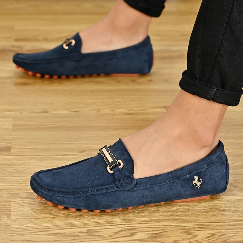 YRZL Men's Loafers Big Size 48 Soft Driving Moccasins High Quality Flats Genuine Leather Slip-on Suede Loafers for Men
