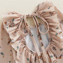 Kids Baby Girl Summer Swimwear Floral Print Backless Ruffles Long Sleeve Bodysuit Bathing Suit Girls Beachwear 0-4 Years