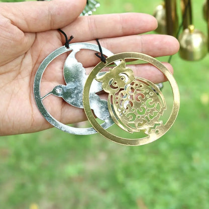 DIY Wind Chimes Outdoor Owl Hummingbird Hanging Ornament Home Copper Bells Garden Yard Decoration