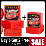 LKIAE Brand Tomato Fruit Scented Handmade Natural Bar Soap, For Face, Body, Whitening, Oil Control, Brightens, Shrinks Pores, 200g