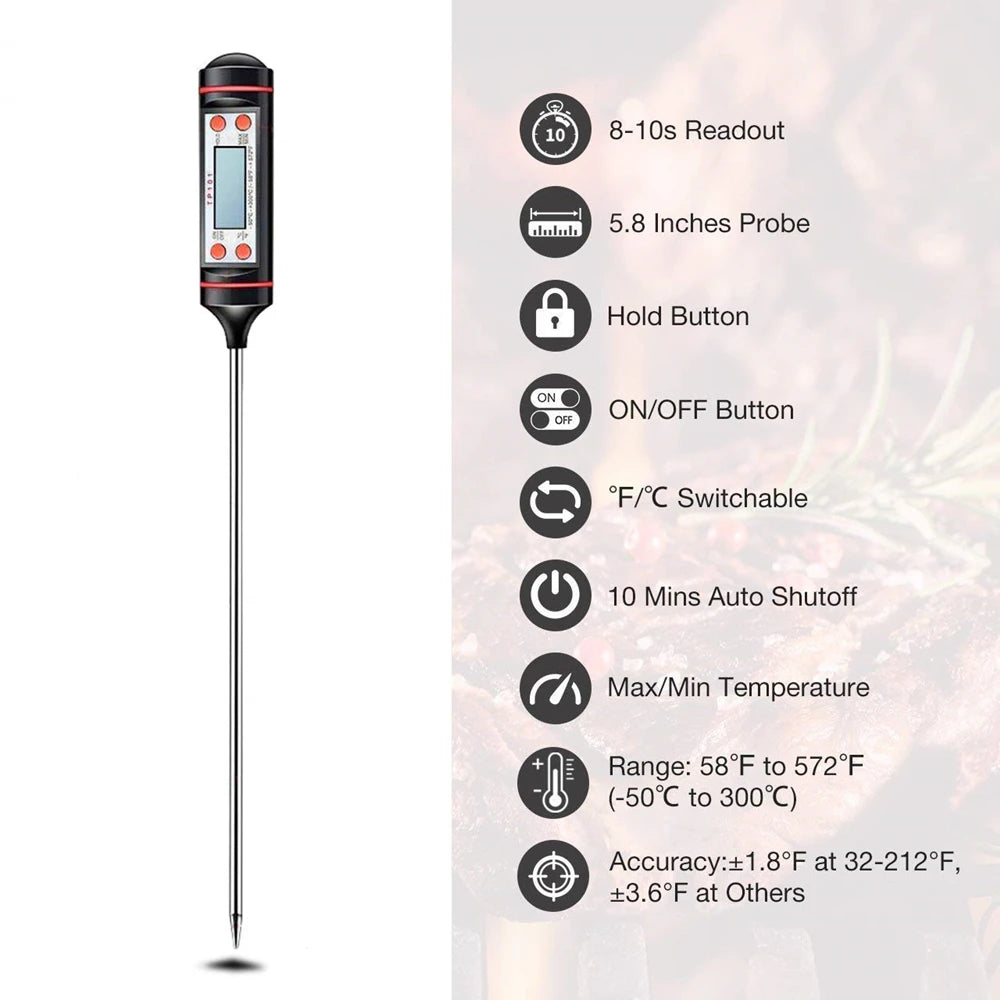Termómetro digital para carne, cocina, barbacoa, agua, leche, aceite, líquido, horno, sensor de temperatura digital, termopar