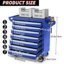 2025 New Blue 7-Layer Metal Toolbox with Key Locking System & Wheels - Durable, Multi-Functional Storage Cart